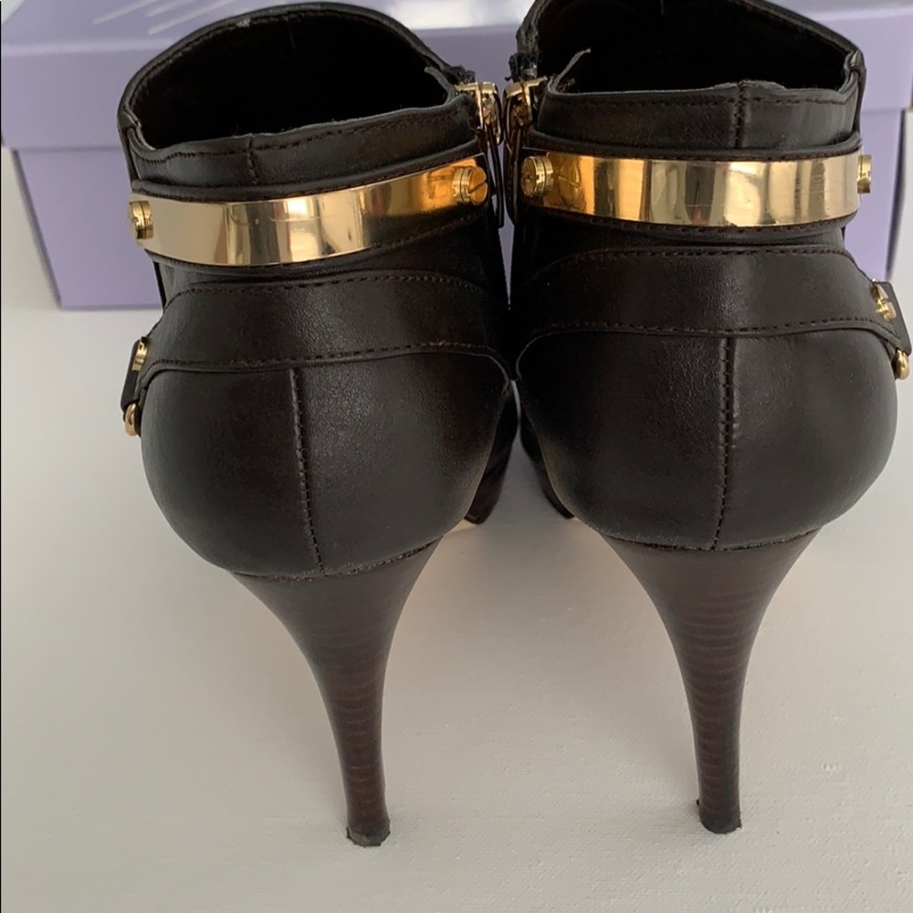 Marc Fisher Brown Leather Heeled Booties - Picture 4 of 7